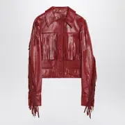 [Chloé] Fringed Red Leather Jacket 38 FR Red