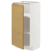 METOD base cabinet with shelves, white/Voxtorp oak effect, 40x37x80 cm