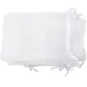 Set Of 25 Organza Bags White - Pockets - Drawstring Cord - for Wedding,2739