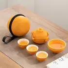Creative Orange Ceramic Teapot with 4 Cups Portable Travel Tea Set with Bag