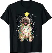 [VidiAmazing] Funny Pug Santa Hat Christmas Tree Pajamas Kids Xmas Lights ds3746A