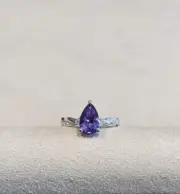 2.00 Ct Pear Natural Blue Sapphire Diamond Women s Ring 14K solid white gold