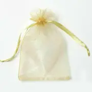 Gold Colour Organza Bags 4pcs Pack 13x18cm for Gift Jewellery Candy bag Drawstring Ribbon