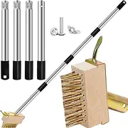 Patio Weed Remover Tool, 120 cm Weed Brush Long Handle, Patio Cleaner Wire Brush with Angled Wire Bristles, Durable Garden Weed Remover Tool for Cleaning Block Paving and Driveway