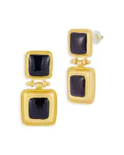 Aqua Black Crystal Vintage Drop Earrings - Exclusive