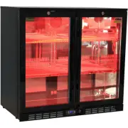New Rhino Night Club Commercial Multi Light Coloured Black 2 Door Bar Fridge