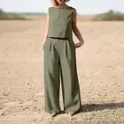 Women's Suit 2025 Women's Solid Color Retro Pants Suit Cotton and Linen