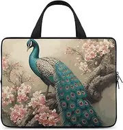 Laptop Case Sleeve Shockproof Computer Carrying Bag Oriental Peacock on Flower Tree Notebook Case Cover Laptop Bag Water Resistant Computer Cases Tablet Briefcase for Travel Business 12 Inch