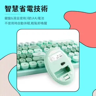 PC Park D300 無線鍵鼠組 鍵盤有注音、倉頡、英文、大易符號 復古打字機設計(綠) (7折)