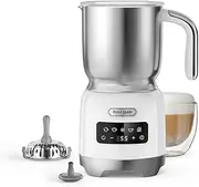 Hazel Quinn Milk Frother, 5-in-1 Functionality, Automatic Detachable Hot & Cold Frother and Steamer, LED Touch Control, Dishwasher Safe, 400ml Pearl White