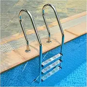Swimming Pool Ladder,Thickened Stainless Steel Step Handrail,Pool Pedal Ladder,Pool Steps for In-Ground Swimming Pools,Load-Bearing 220ibs(3 Step)