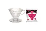 HARIO V60 - 02 PLASTIC COFFEE DRIPPER WITH 100 FILTER PAPERS