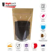 CLEAR / KRAFT PAPER STAND UP POUCHES MYLAR ZIP LOCK FOOD DOY BAGS (100 QTY)