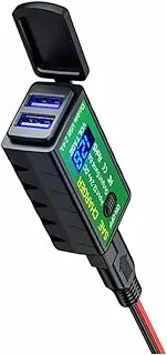Gatuida Charger Dual USB c 4.8a Motorcycle USB Power Adapter Voltage Meter Easy to Install Carry