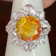 Bomb Party Ring- 03- 3003- Lab Created Peach Ombré- Size 7- Rhodium Plated