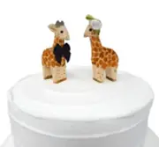Giraffe Cake Topper Bride Groom Love Wedding Engagement Carved Wood Statue