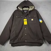 CARHARTT Sherpa Lined JACKET MENS 2XL XXL Brown HOODED INSULATED OUTDOOR NWT