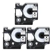 3* Black on Clear label tape 12mmx7m For DYMO D1 45010 LabelManager 200 400 450D