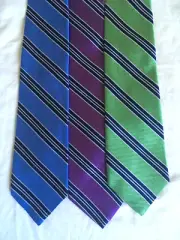 Three (3) NEW BROOKS BROTHERS Makers & Merchants Stripe Repp Silk Ties NWT