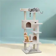 i.Pet 134cm Cat Tree Scratching Post Condo Tower Furniture - Beige