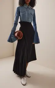 [A.W.A.K.E. MODE] Asymmetrical Pleated Midi Skirt