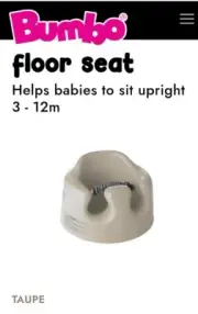 Bumbo Infant Floor Seat W/Adjustable Safety Harness, Taupe-New-IN-Box