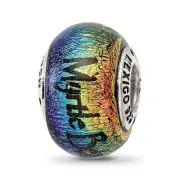 Myrtle Beach & Palm Trees Dichroic Glass & Sterling Silver Bead Charm