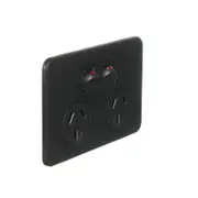 Hager Silhouette WBSP2S-MB - Double Power Point 10Amp - Slimline - Matt Black