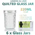 6x Quilted Air Tight Glass Storage Jar Small Mason Wide Bottle Food Spice Jam