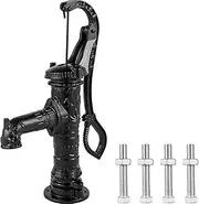VEVOR Antique Hand Water Pump 40 x 15 x 68 cm Pitcher Pump with Handle Cast Iron Well Pump with Pre-Set Holes for Easy Installation Old Fashion Pitcher Hand Pump for Yard Ponds Garden Black