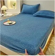 OBONG Anti-Slip Soft Bottom Sheets California King Colorfast Velvet Fitted Sheet Only Queen Size Deep Pocket All-Around Elastic Breathable Mattress Cover (Color : #02, Size : King-180 * 200cm)
