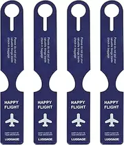 Storite 4 PK Luggage Tags PVC Luggage Labels for Suitcases with Name Address Phone Number Labels Travel Tag for Baggage Identity ID Labels, Blue