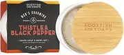 Scottish Fine Soaps Men's Grooming Thistle & Black Pepper Shave Soap & Bowl Set – Moisturising Shave Soap with Safflower Oil in Reusable Bowl