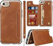 FROLAN for iPhone 6 Plus / 6s Plus Wallet Case, 5.5 Inch, with Credit Card Holder Slot Premium PU Leather Slim Fit Drop Protection Shockproof Cover (Brown)