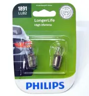 Philips LongerLife BA9s 1891 3.7W Two Bulbs License Plate Tag Light Replacement (for: Ferrari)