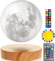 Levitating Moon Lamp with Wood Base and 3D Printing Technology Floating and Spin