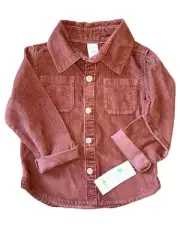 Carters Boys Long Sleeve Brown Corduroy Shirt Size 18 Months