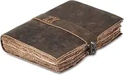 Komal's Passion Leather Vintage Leather Journal Handmade Buffalo Deckle Edge Paper – Leather Bound Journal for Women Men Vintage C-Lock Closure Ideal for Writing & Travel for Artists - 6X8 inches