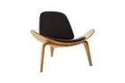 Matt Blatt Hans Wegner Shell Leather Chair Replica, Black, Armchairs, Furniture