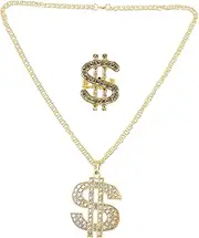 [TINEASUR] Sparkly Sign Necklace Ring Gothic Style Punk Ring for Rapper Costume Unisex Fashion Jewelry