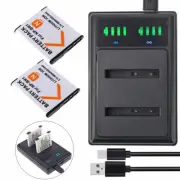 2X NP-BN1 Battery + Charger for Sony DSC-WX5 WX7 WX9 WX50 WX150 DSC-W670 DSC-TX1