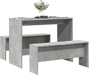 3 Piece Dining Table and Bench Set Concrete Grey Engineered Wood,Kitchen & Dining Furniture Sets 28.3KG-855533