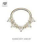 Isabella 14K Solid Gold Heart Shape Moissanite Diamond Daith Hinged Hoop Septum