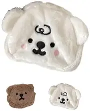 [NTRUEML] Plush Bear Colour Girls Small Mini Earphone Bag Women Coin Wallet Coin Pouch Cute Coin Purse Pouch Change Purse Period Bag, White, Cute
