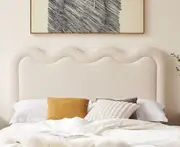 Demi White Boucle Fabric Bed Head