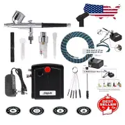 Professional Dual-Action Airbrush with Mini Compressor - Complete Painting Set