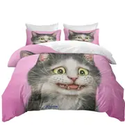 Funny Cats Drawings the Traumatized Kitten Quilt Cover