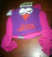 Turtle Fur Kids Beanie Night Owl Pink Hat Lined Hat Ski Snow Winter School Skate