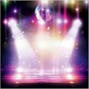 Haoyiyi 8x8ft Disco Backdrop Silver Ball Virtual Focus 70s 80s 90s Spotlight Background Photography Photo Friends Girls Youth Entertainment Venues KTV Ballroom Dance Party Supplies