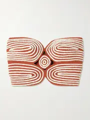 [Andres Otalora] Andres Otalora - Baia Cutout Embroidered Linen Bustier Top - Brick - US6 US 6 Red